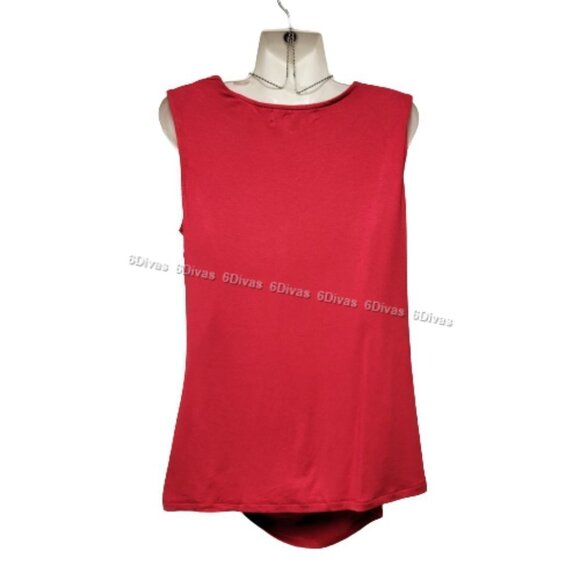 Womens Sleeveless Red Top Blouse, Cotton Comfy Blouse Top - Sizes M,  XL,  XXL - Picture 3 of 9
